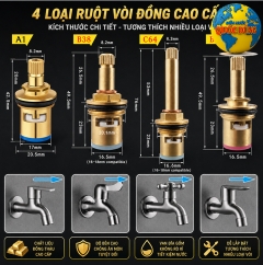 Ruột Vòi Sen Lạnh 21mm Bằng Đồng Thau – Óc Vòi Nước Đĩa Sứ Siêu Bền