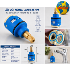 Lõi Vòi Nóng Lạnh 25mm Chân 16mm Ty Đồng