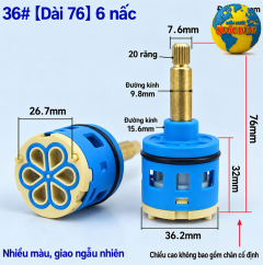 Lõi Van vòi sen cây, sen tắm đứng và vòi nóng lạnh tương thích 36mm Dài 76mm 6 Nấc 20 Răng 