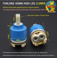 Lõi Vòi 40mm Ty Dài 32.5mm | Cartridge Phi 40 Chân Phẳng Vỏ Xanh