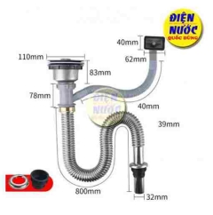 Bộ xi phông ống xã bồn chậu rửa chén bát đơn 1 hộc Inox và các mẫu bộ xã chậu rửa chén khác