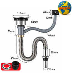 Bộ xi phông ống xã bồn chậu rửa chén bát đơn 1 hộc Inox và các mẫu bộ xã chậu rửa chén khác