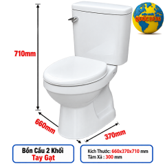 Bàn Cầu Giá Rẻ 2 Khối Tay Gạt Minh Long Chính Hãng