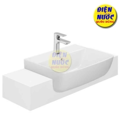 Chậu bán âm INAX AL-345V và vòi chậu rửa mặt LFV-612S nóng lạnh đặt trên bàn đá