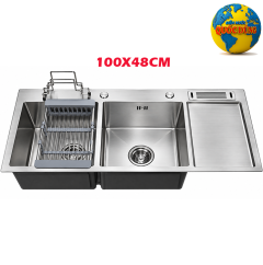 Chậu rửa chén 2 ngăn lớn SUS 304 10048DT