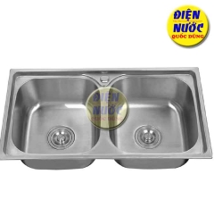 Chậu rửa chén 2 ngăn đôi Inox 7843 giá rẽ