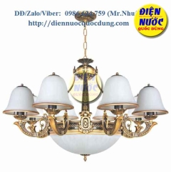 Đèn chùm cho trần gỗ xi đồng cổ điển hợp kim Atimon NC9019/8A