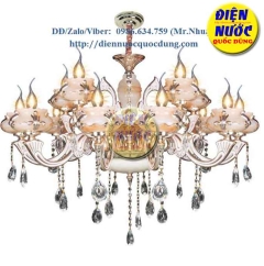 Giá đèn chùm treo phòng khách bóng nến thủy tinh NC7076/10+5