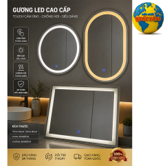 Gương đèn LED 3 chế độ sáng – chữ nhật 80x60, tròn 60x60, oval 50x70