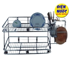 Giá kệ chén inox dân dụng treo tường 2 tầng KC08