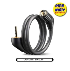 Khóa dây xe đạp bọc nhựa 12mm dài 0.8m