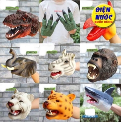 Con rối găng tay khủng long cao su mềm, mô hình động vật mô phỏng cho trẻ em