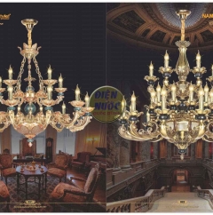 Đèn chùm đồng chao đá NC6026/12+6