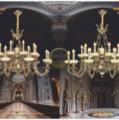 Đèn chùm trang trí đồng thau bát đá NC1112/12+12