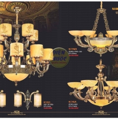 Đèn chùm bằng đồng cao cấp bát đá NC029/10+5