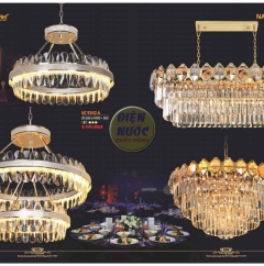 Đèn chùm pha lê phòng ăn 2 tầng cở lớn NC9342B
