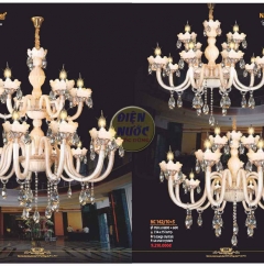 Báo giá đèn chùm phòng ăn thủy tinh NC142/12+6