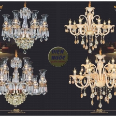 Đèn chùm châu âu hiện đại thủy tinh NC20211/10+5