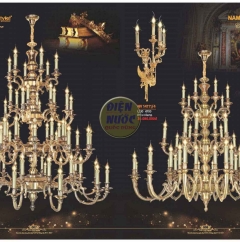 Đèn chùm đồng nến giá rẽ NC820/24+24+12+6