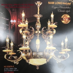 Đèn chùm nến đồng cao cấp NC028/8+4