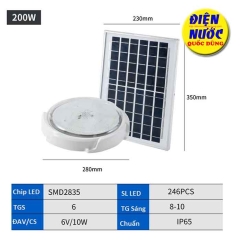 Đèn ốp trần năng lượng mặt trời trong nhà 200W