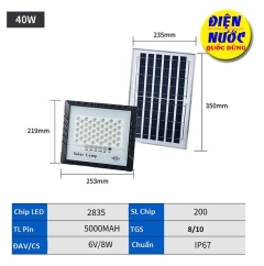 Đèn pha năng lượng mặt trời 40W chống chói