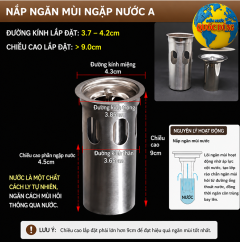 Nắp ngăn mùi ngập nước 3.7–4.2cm chống hôi 37mm-42mm