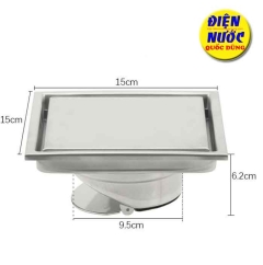 Phễu thoát sàn INOX cắt gạch đá chống mùi và côn trùng 15x15 cm