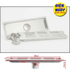 Phễu thoát sàn chữ nhật inox 304 chống hôi dài 30cm