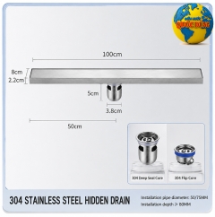 Phễu Thoát Sàn Dài 1 Mét Inox 304 Chống Hôi Cao Cấp