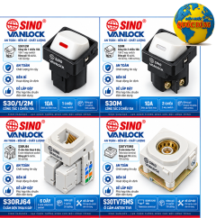 Công tắc 1 chiều S30/1/2M, S30M và ổ cắm SINO VANLOCK