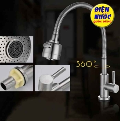 Vòi Rửa Bát Một Đường Nước Dây Lò Xo 2 Chế Độ Phun Nước