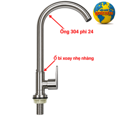 Vòi chậu rửa chén nước lạnh inox 304 loại tốt ống phi 24 và các mẫu vòi bếp lạnh khác