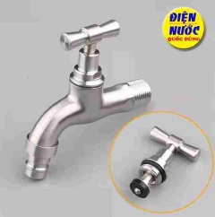 Vòi nước gắn tường INOX 304 xịn tay vặn phi 21 và các mẫu vòi gắn ống nước