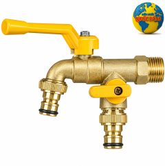 Vòi Nước Gắn Tường 2 Đầu Cao Cấp – Lắp Máy Giặt & Tưới Cây Dễ Dàng