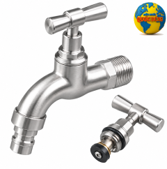 Vòi nước gắn tường INOX 304 xịn tay vặn phi 21 và các mẫu vòi gắn ống nước
