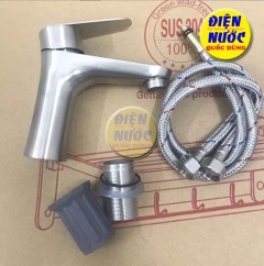 Vòi chậu lavabo nóng lạnh tròn Inox 304