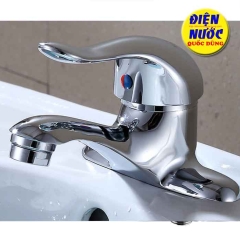 Vòi chậu lavabo rửa mặt nóng lạnh 3 lỗ xi mạ crom 5 lớp