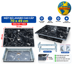 Bàn đá lavabo 70x49cm kèm pát treo – Mặt đá sang trọng, dễ lắp đặt