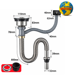 Bộ xi phông ống xã bồn chậu rửa chén bát đơn 1 hộc Inox và các mẫu bộ xã chậu rửa chén khác