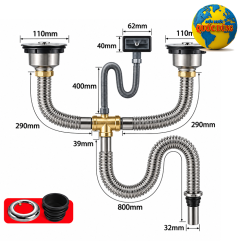 Bộ ống xã bồn chậu rửa chén đôi 2 hộc Inox và REVIEW HƯỚNG DẪN CÁCH LẮP ĐẶT