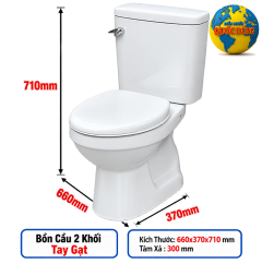Bàn Cầu Giá Rẻ 2 Khối Tay Gạt Minh Long Chính Hãng
