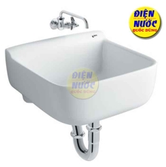 Chậu rửa mặt vuông treo tường Inax S-17V & vòi gắn tường INAX LF-12-13