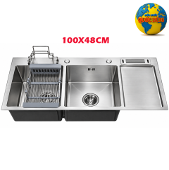 Chậu rửa chén 2 ngăn lớn SUS 304 10048DT