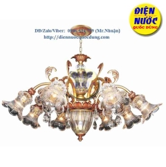 Mẫu đèn chùm phòng thờ xi đồng cổ điển hợp kim Atimon NC2196/8
