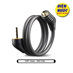 Khóa dây xe đạp bọc nhựa 12mm dài 0.8m