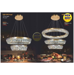 Mẫu đèn thả bàn ăn đẹp pha lê 3 vòng TPHCM NB8091B