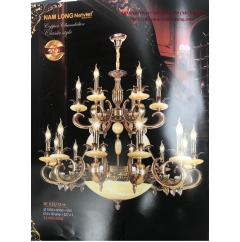 Đèn chùm nến đồng cao cấp NC028/12+6
