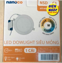 Đèn Led âm trần Nanoco 12W siêu mỏng 3 chế độ sáng NSD12C1