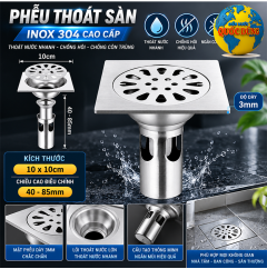 Phễu Thoát Sàn 10x10cm Chống Mùi Hôi Cơ Chế Bẫy Nước